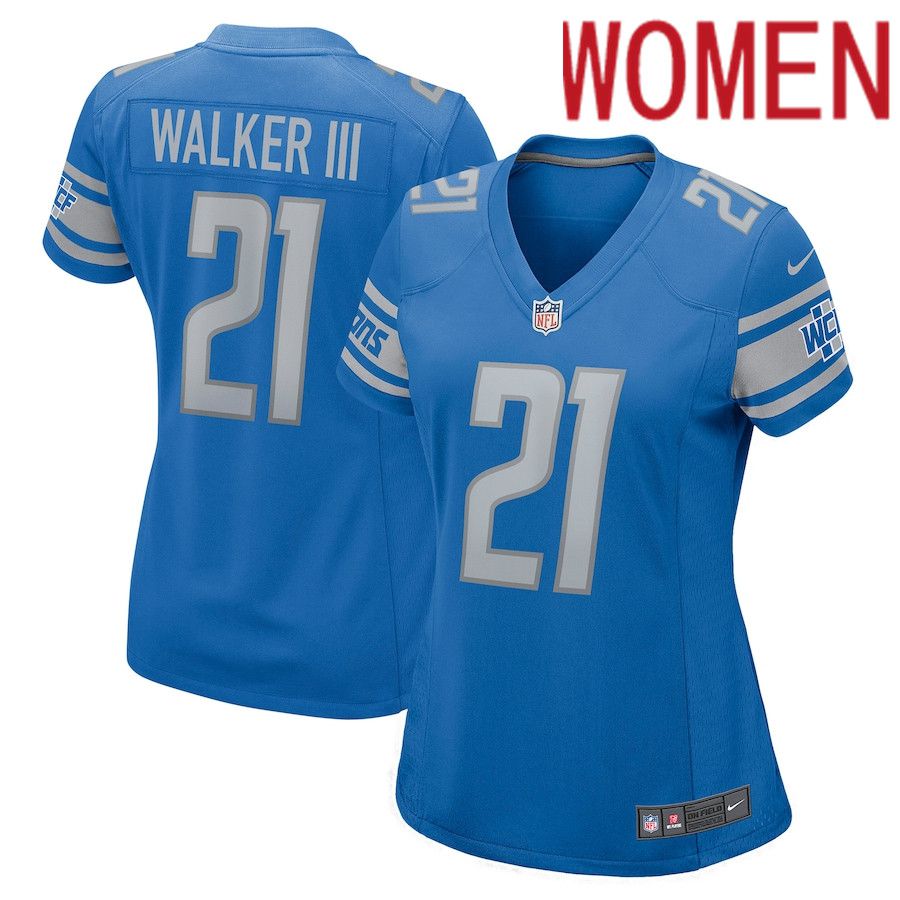 Women Detroit Lions #21 Tracy Walker III Nike Blue Game NFL Jersey->women nfl jersey->Women Jersey